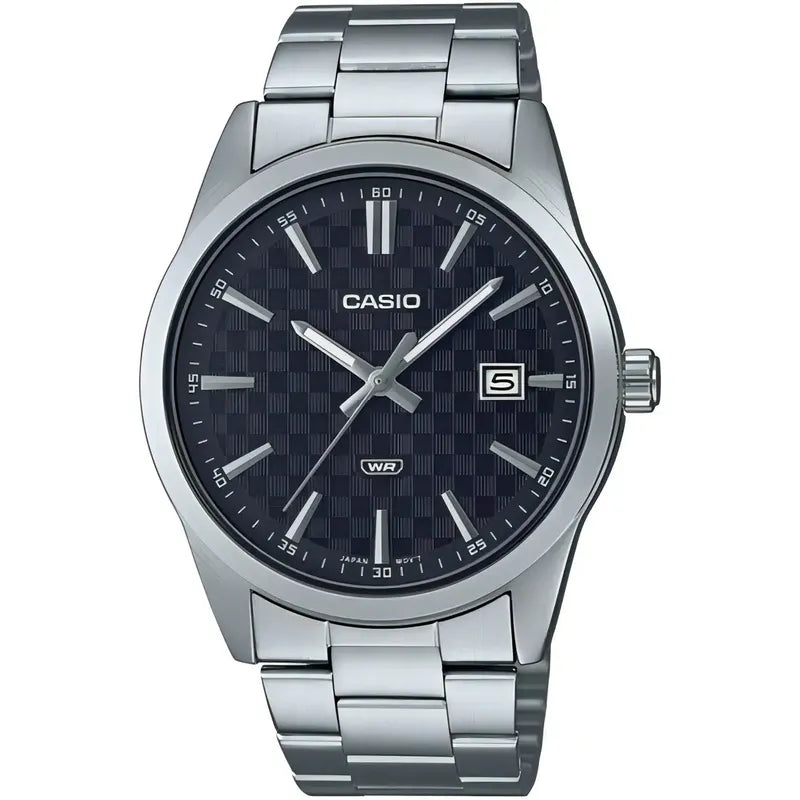 Reloj Casio Análogo Mtp-vd03d-1a Hombre Acero Color Del Fondo Negro Mtp-vd03d-1a Plateado