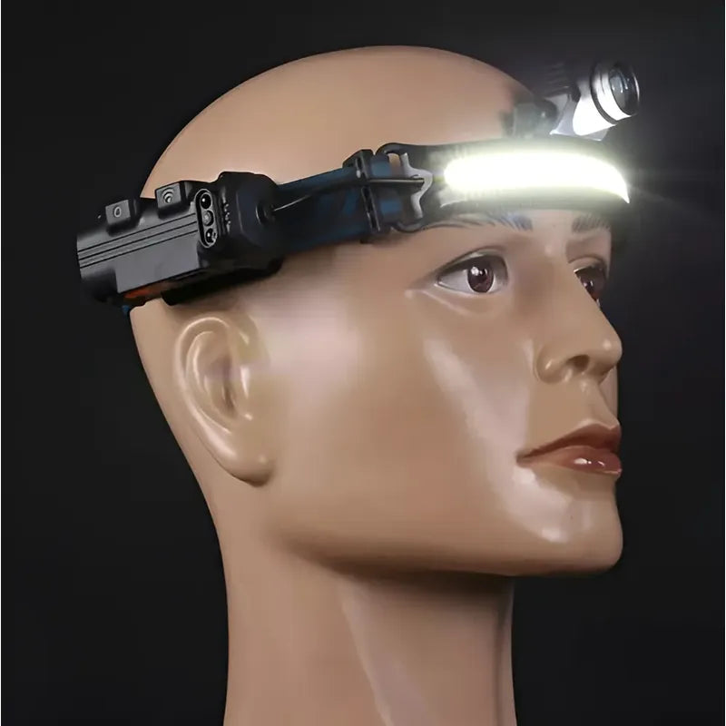 Linterna Frontal Táctica Recargable High Power Headlamp 5000lm Led 150m Frío Negro