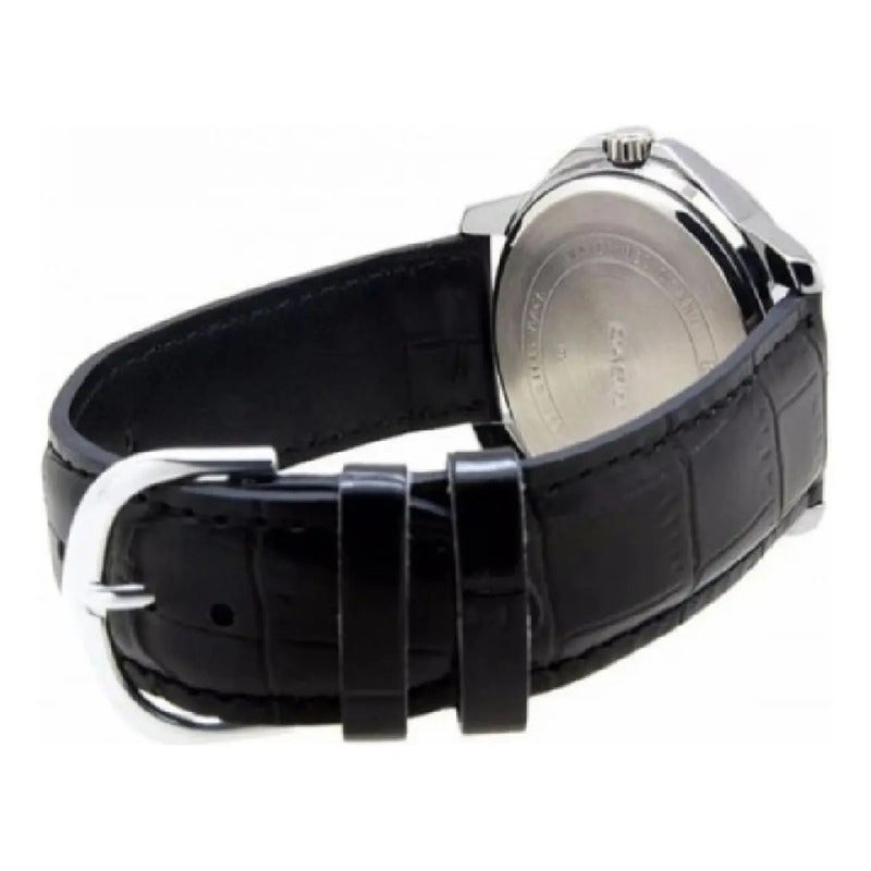 Reloj Pulsera Casio Mtp-v004l-1a Con Correa De Cuero Color Negro - Bisel Plata Plateado