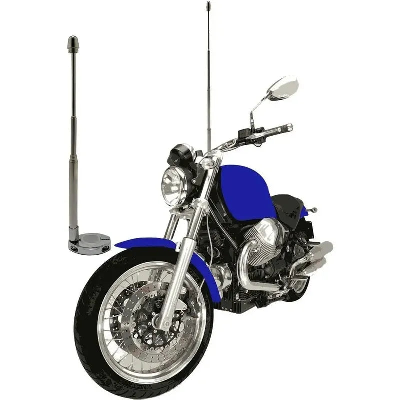 Pack 2 Antena De Seguridad Corta Hilo Curado Para Motos Plateado