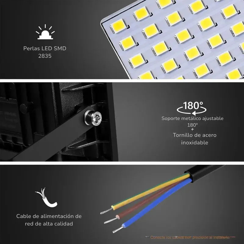 Foco Led 30w Con Sensor De Movimiento Exterior Luminaria Led Negro 6000k