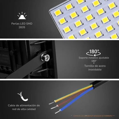 Foco Led 30w Con Sensor De Movimiento Exterior Luminaria Led Negro 6000k