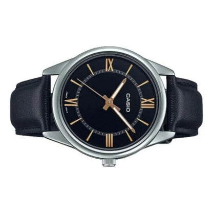 Reloj Casio Mtp-v005l-1b5 Para Hombre Con Correa De Cuero Plateado Black