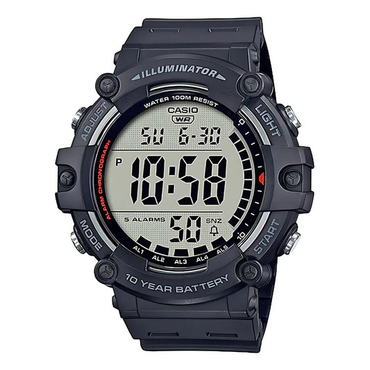 Reloj De Pulsera Casio Youth Ae-1500wh-1a De Cuerpo Color Negro, Digital, Fondo Gris, Con Correa De Resina Color Negro,... Negro/plateado