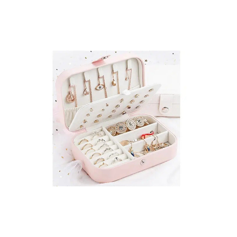 Caja Joyero Alhajero Organizador De Accesorios Bijouterie Color Rosa