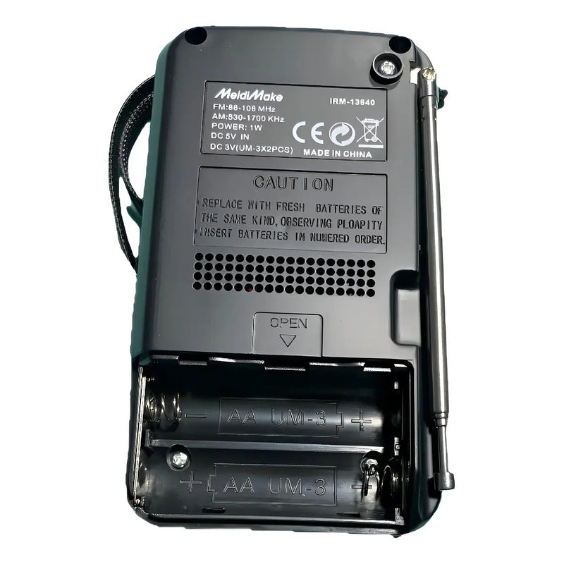 Mini Radio Portátil Am Fm Recargable Con Salida Para Audífonos Negro