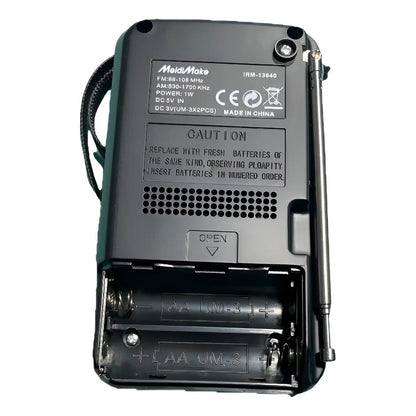 Mini Radio Portátil Am Fm Recargable Con Salida Para Audífonos Negro