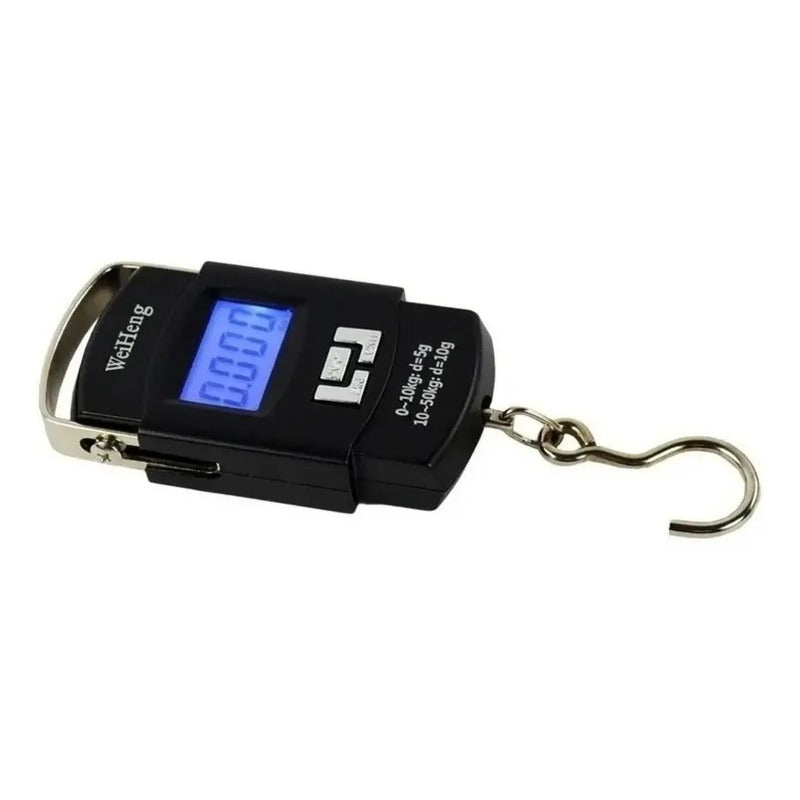 Balanza Pesa Mano Digital Electronica Colgante Portatil Lcd Color Negro