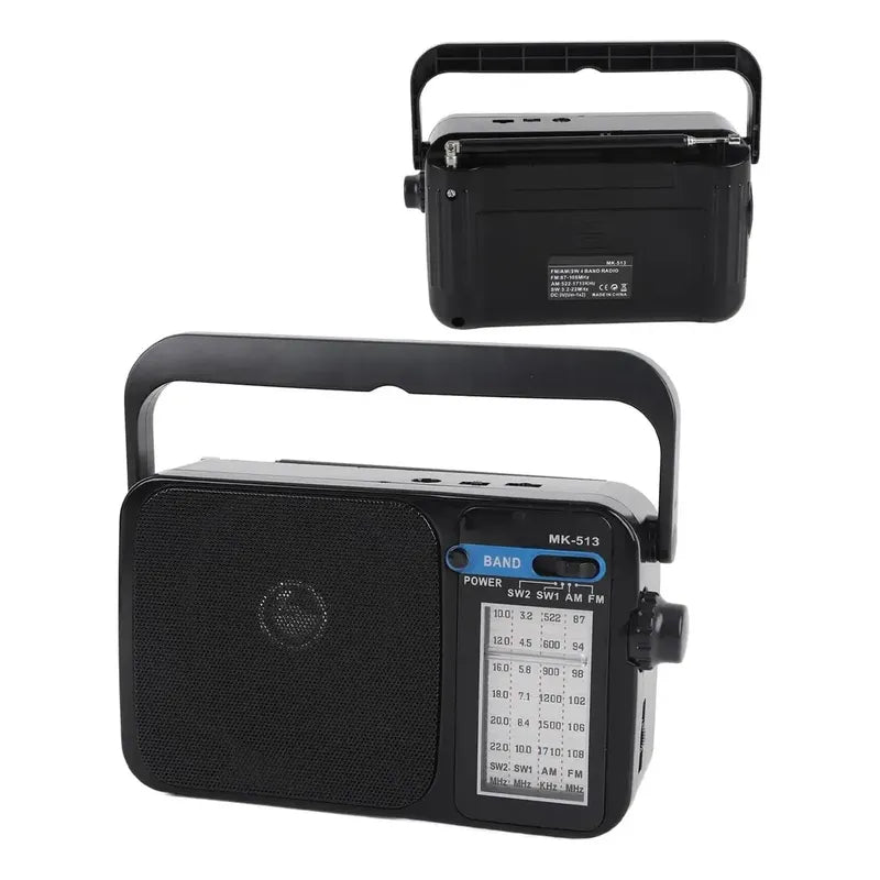 Radio Fm/am Con Linterna Incluida Recargable Y A Pila Negro