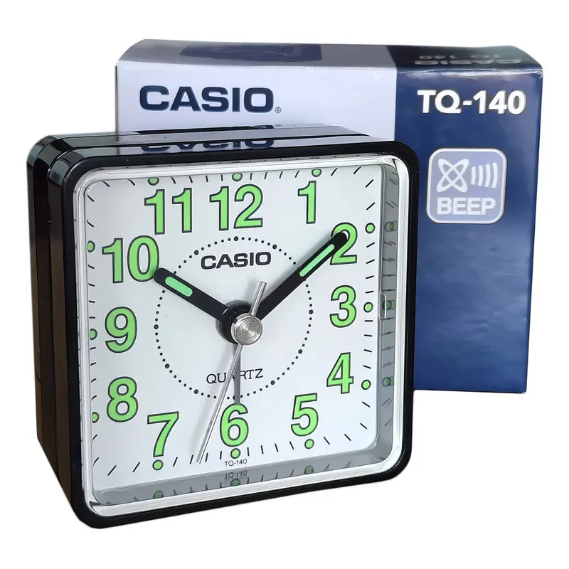 Reloj Despertador Casio Tq-140-1bdf Numeros Grandes Analogo Luz Color Negro/blanco