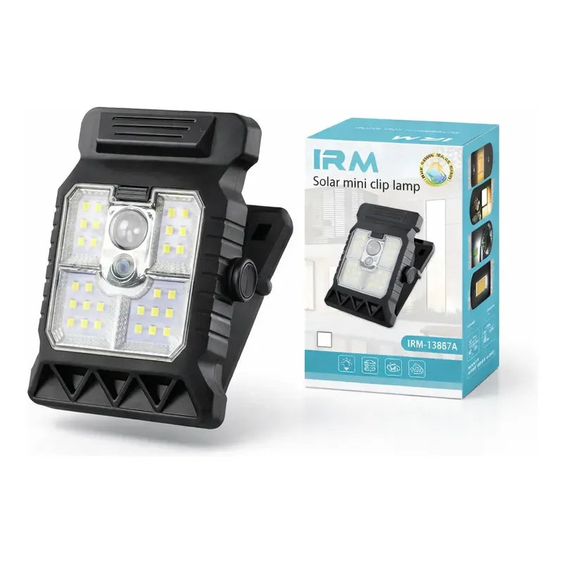 Mini Linterna Solar Clip Sensor Movimiento Exterior 13867a Negro