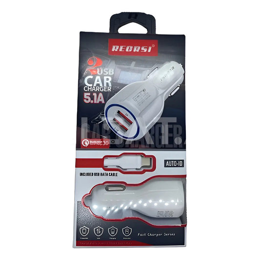 Cargador Para Auto  2 Puertos Usb  Regrsi Blanco