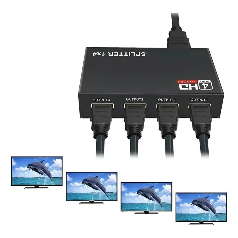 Splitter Hdmi 1x4 Full Hd 4k - Clona Pantallas Uhd Negro