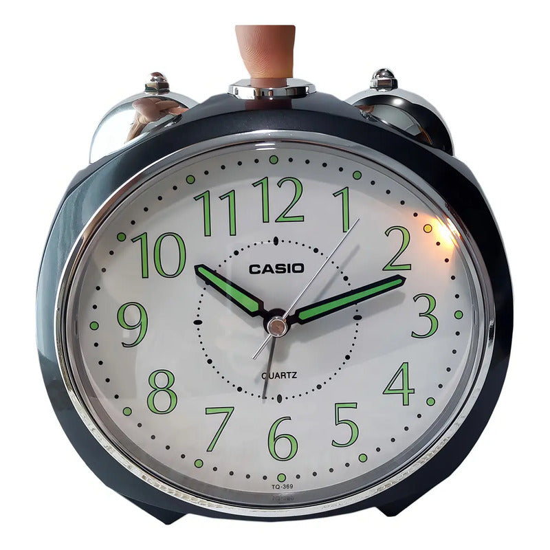 Reloj Despertador Casio Tq-369-1df Con Luz Y Alarma - Negro