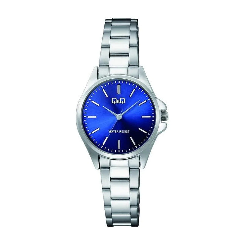 Reloj Qyq Metalico Mujer Fondo Azul C37a-004py Plateado Azul