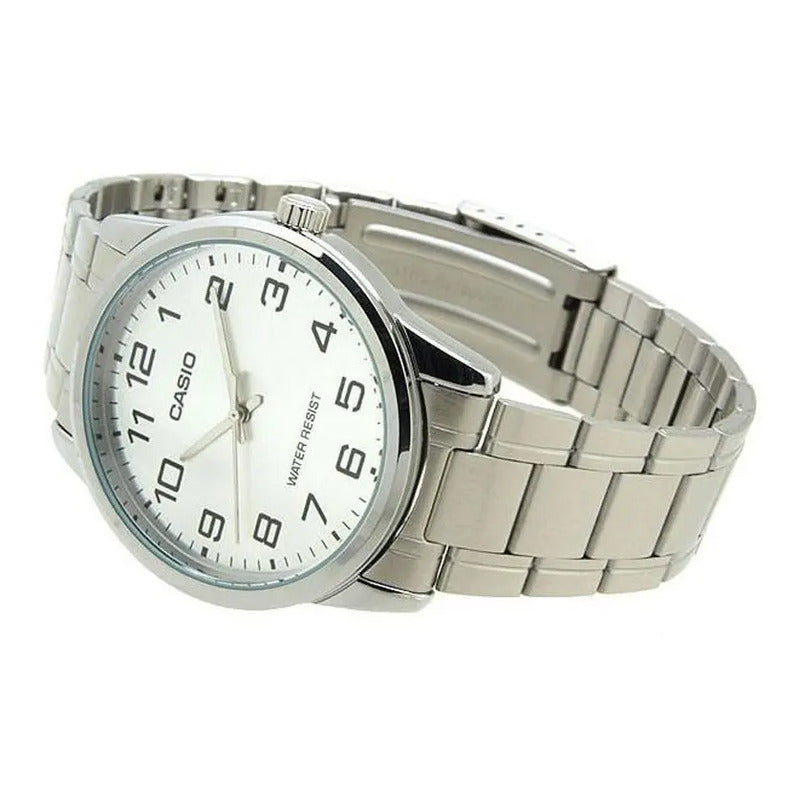 Reloj Pulsera Casio Mtp-v001d-7bu Con Correa De Acero Inoxidable Color Plateado