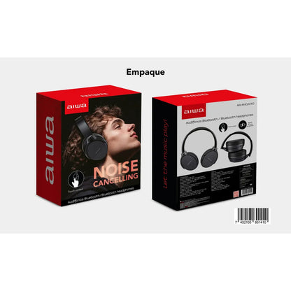 Audífonos Bluetooth Aiwa Táctil Noise Cancelling Aw-anc2040 Color Negro