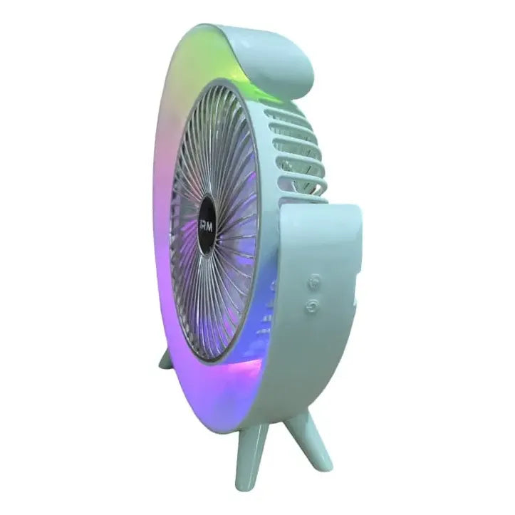 Ventilador De Mesa Recargable Usb 2 En 1 Con Lámpara Luz Led 16.5 Cm Verde Claro Blanco Plástico 3