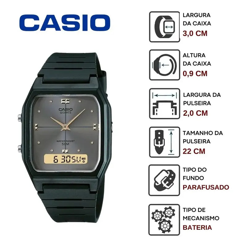 Reloj Unisex Casio Aw-48he-8avdf, Correa Negra, Bisel Negro, Fondo Gris Oscuro Grafito