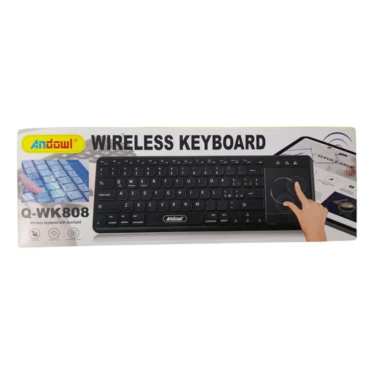 Teclado Inalámbrico Q-wk808 Con Touchpad Negro, Alcance 10m