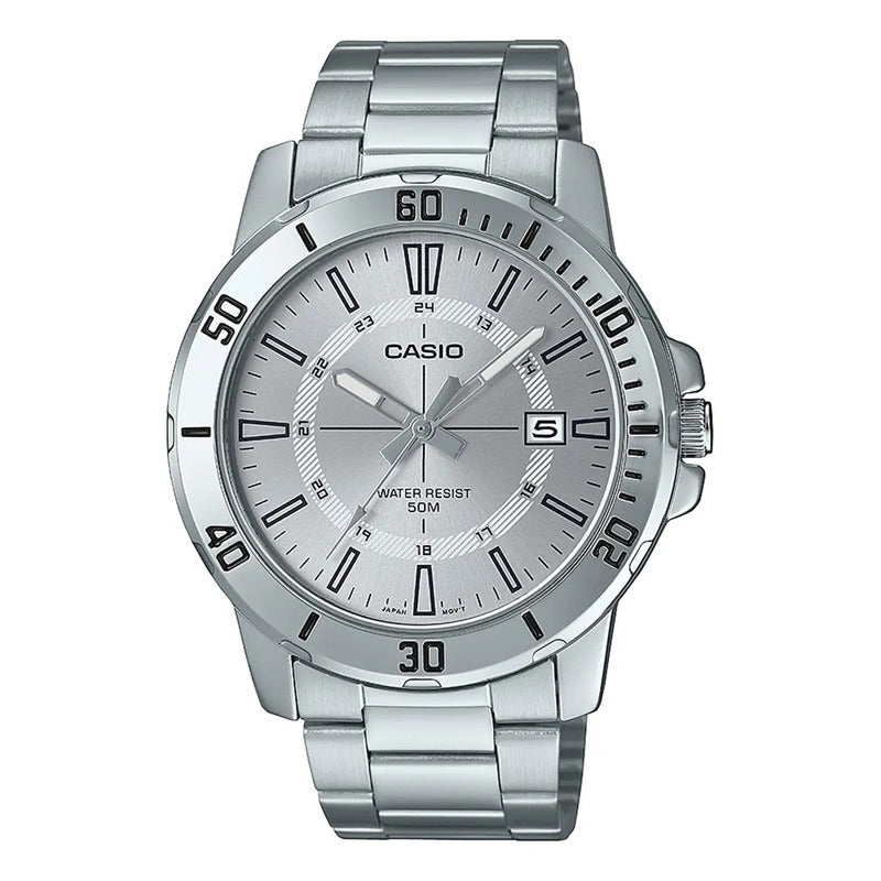 Reloj Pulsera Casio Mtp-vd01d-7cvudf Con Correa De Acero Inoxidable Color Plateado