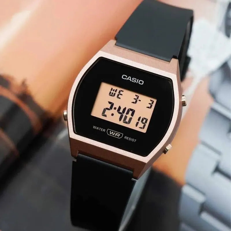 Casio Lw-204-1a Digital Negro Bisel Rosa