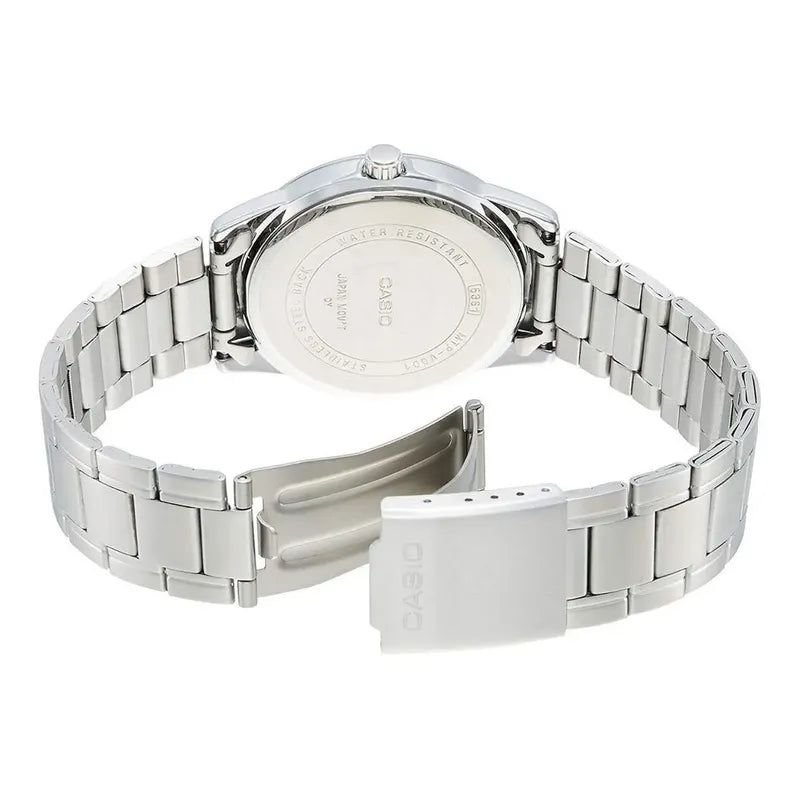 Reloj Pulsera Casio Mtp-v001d-7bu Con Correa De Acero Inoxidable Color Plateado