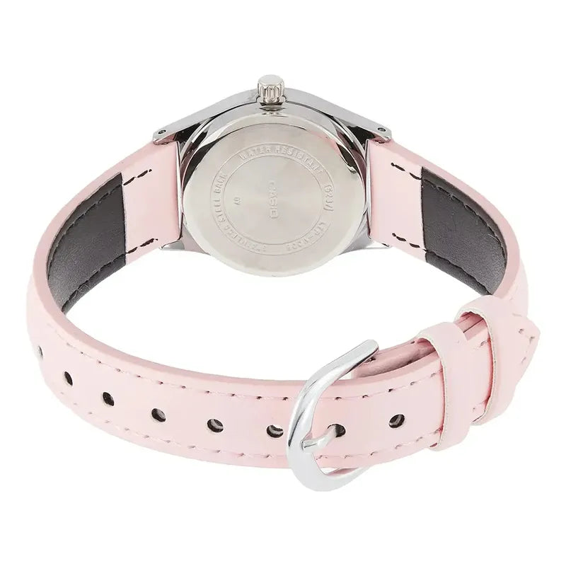 Reloj Casio Dress De Dama Ltp-v006l-4b Doble Fechador Color Rosa Y Plateado