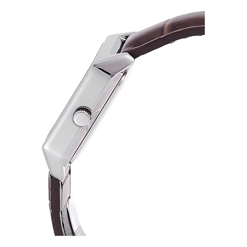 Reloj Casio Dama Modelo Ltp-v007l-7e2 Piel Café Carátula Blanca Plateado Blanco
