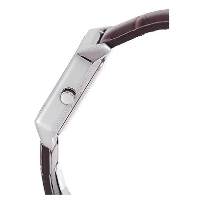 Reloj Casio Dama Modelo Ltp-v007l-7e2 Piel Café Carátula Blanca Plateado Blanco