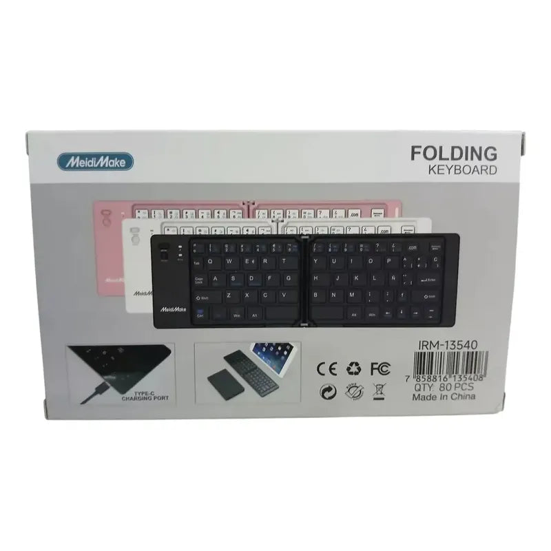Mini Teclado Plegable Bluetooth Meidimake Mk-1007 Blanco Qwerty Portátil Inglés Internacional