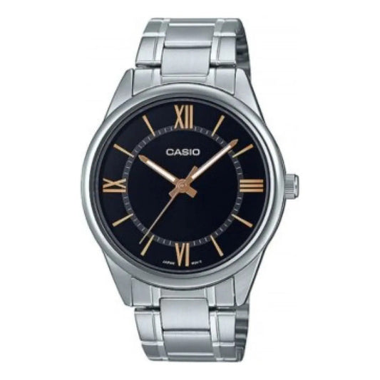 Reloj Casio Mtpv005d-1b5udf Cuarzo Hombre Color De La Correa Plateado Color Del Bisel Plateado Color Del Fondo Mtp-v005d-1b5
