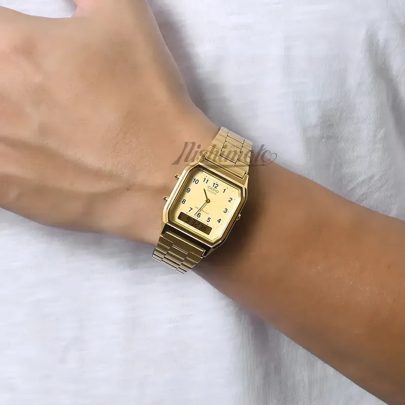 Reloj Unisex Casio Vintage Rectangular Dorado Aq-230ga-9b