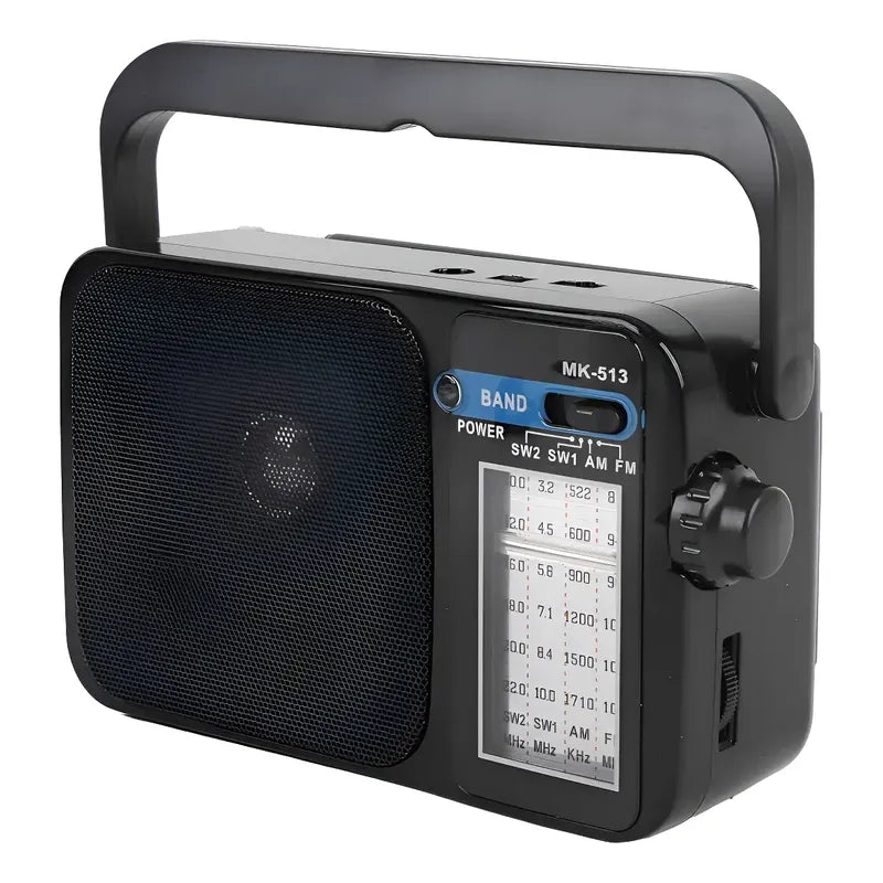Radio Fm/am Con Linterna Incluida Recargable Y A Pila Negro
