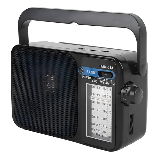 Radio Fm/am Con Linterna Incluida Recargable Y A Pila Negro