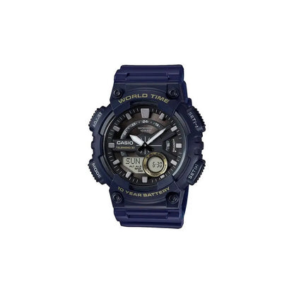 Reloj Casio Hombre Aeq-110w-2a Sumergible 100m Con Hora Mundial Azul Marino Negro