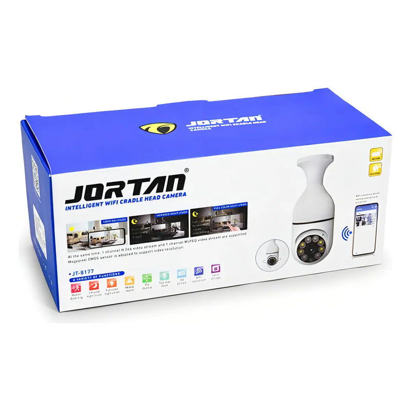 Cámara De Seguridad Wifi Jortan Foco Inteligente Para Interior Y Exterior Blanco