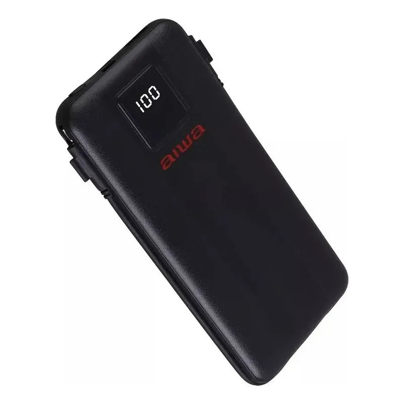 Cargador Portátil Aiwa 10.000 Usb 4 En 1 Universal   Negro Negro