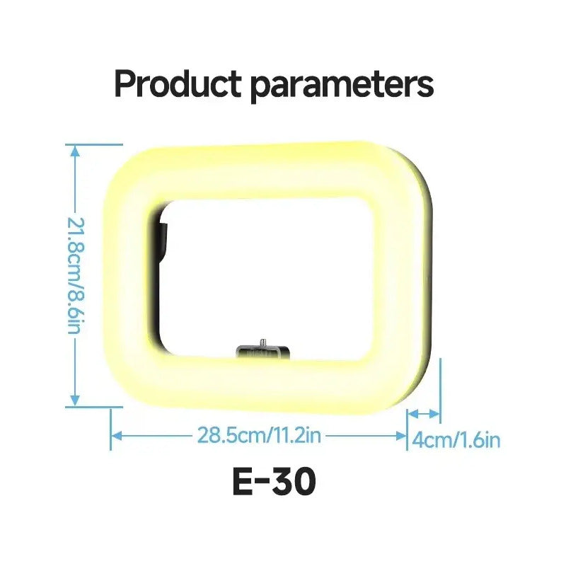 Aro De Luz Rectangular Rgb Portátil Recargable Negro Dimiable
