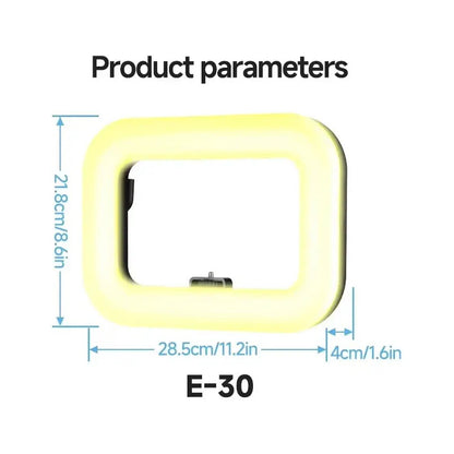 Aro De Luz Rectangular Rgb Portátil Recargable Negro Dimiable