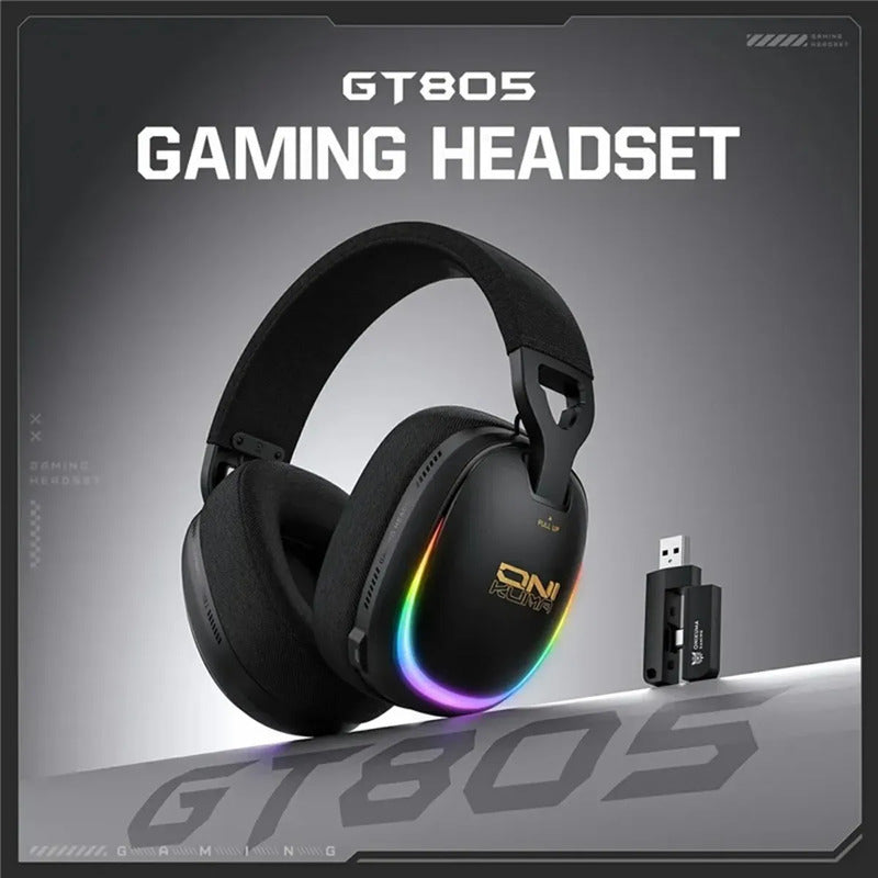 Auriculares Gaming Gt805 Inalámbricos ,4 Modos 2 En 1 Dongle Negro