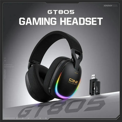 Auriculares Gaming Gt805 Inalámbricos ,4 Modos 2 En 1 Dongle Negro
