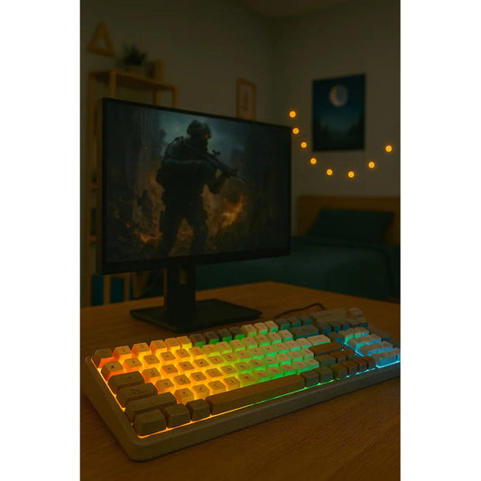 Teclado Gamer Rgb Weibo Wb-222 Con Iluminación Multiefectos Perilla Usb Gris Español Latinoamérica