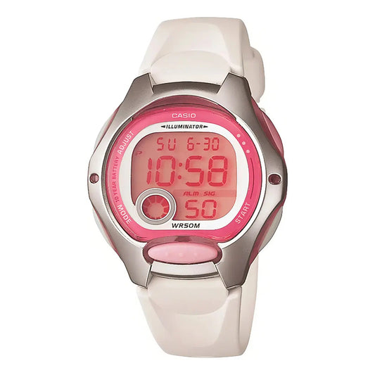 Reloj Deportivo Unisex Casio Core Ladies Lw-200-7avdf Digital Con Correa Blanca De Resina Blanco Plateado Rosa