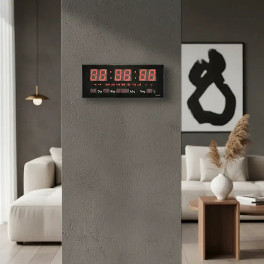 Reloj Digital Con Luz Led De Pared Hogar Temperatura Jh3615n Negro