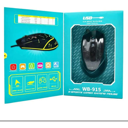 Mouse Gamer Rgb 3200 Dpi Ergonómico Alta Precisión Usb Negro