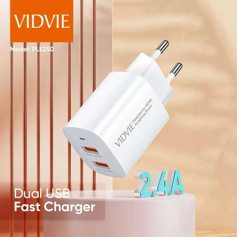 Cargador Pared   Dual Usb Ple250 Blanco