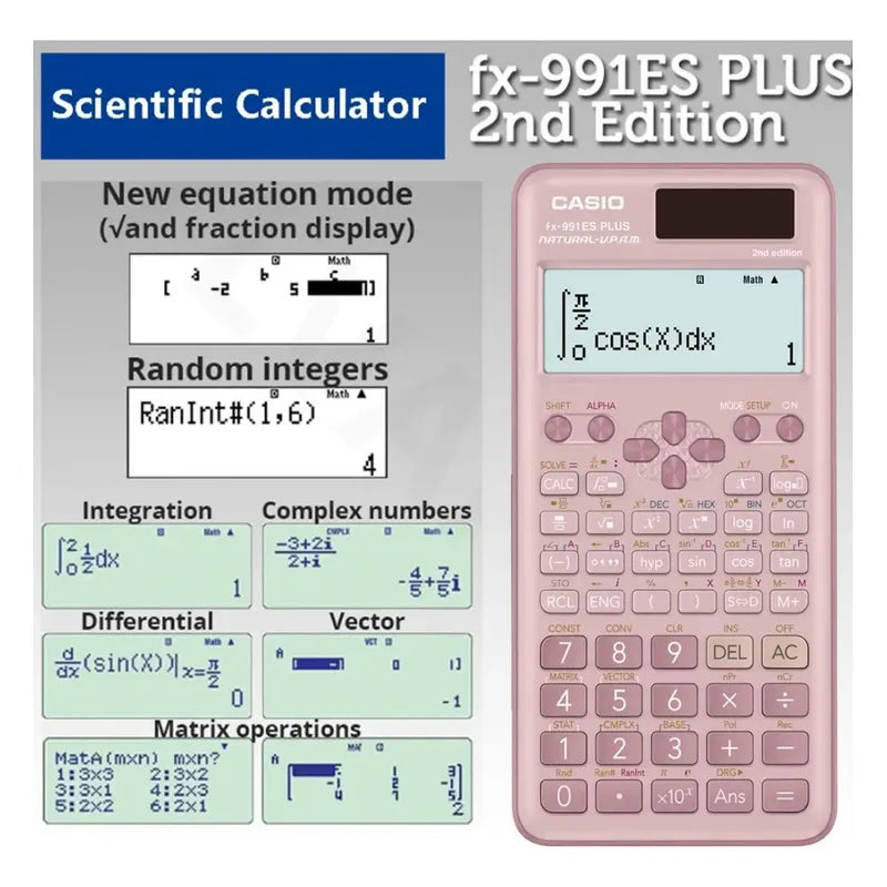 Calculadora Casio Fx-991es Plus Tapa Plástica Color Rosado