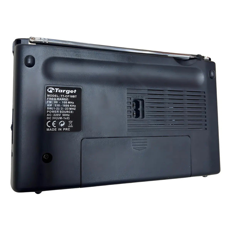 Radio Target Portátil Bluetooth/usb/4 Bandas Am/fm/sw1/sw2 Negro