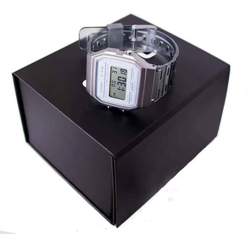 Reloj De Pulsera Casio Collection F-91ws-8 Color Gris Transparente/gris